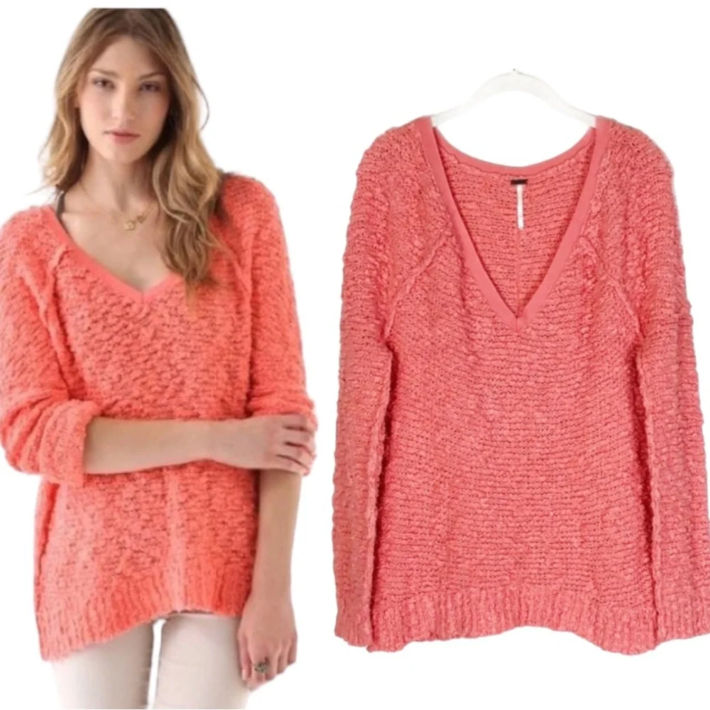 Free People Songbird chunky pullover popcorn boucle’ sweater‎ S